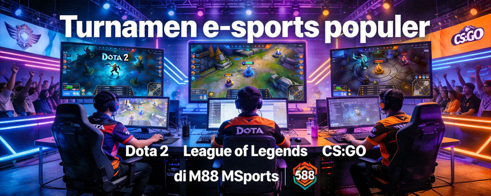 Turnamen e-sports populer seperti Dota 2, League of Legends, dan CS:GO di M88 MSports